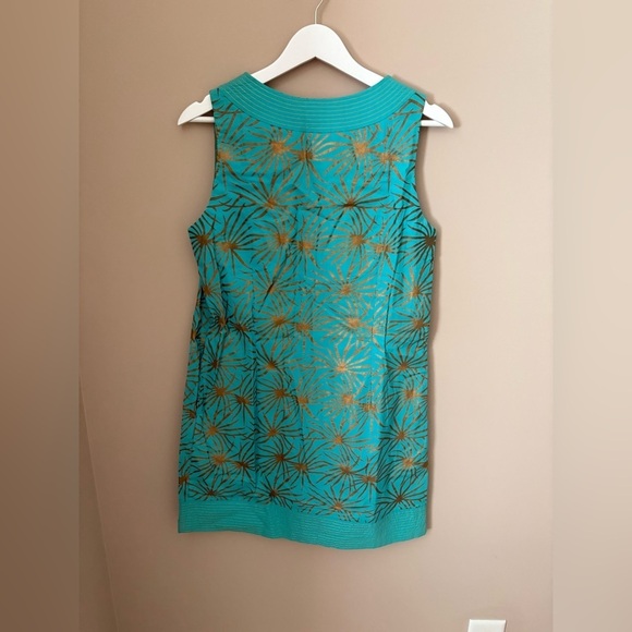 Gretchen Scott Women's S Blue Sunburst Sleeveless Shift Dress Casual - Picture 3 of 4